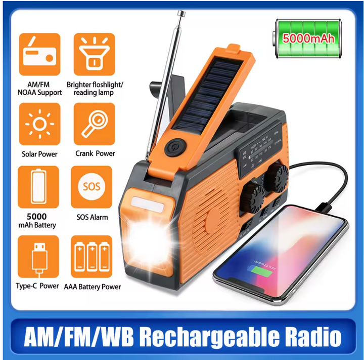 RescuePulse 360™ - Rechargeable Radio PowerBank (Solar Power)