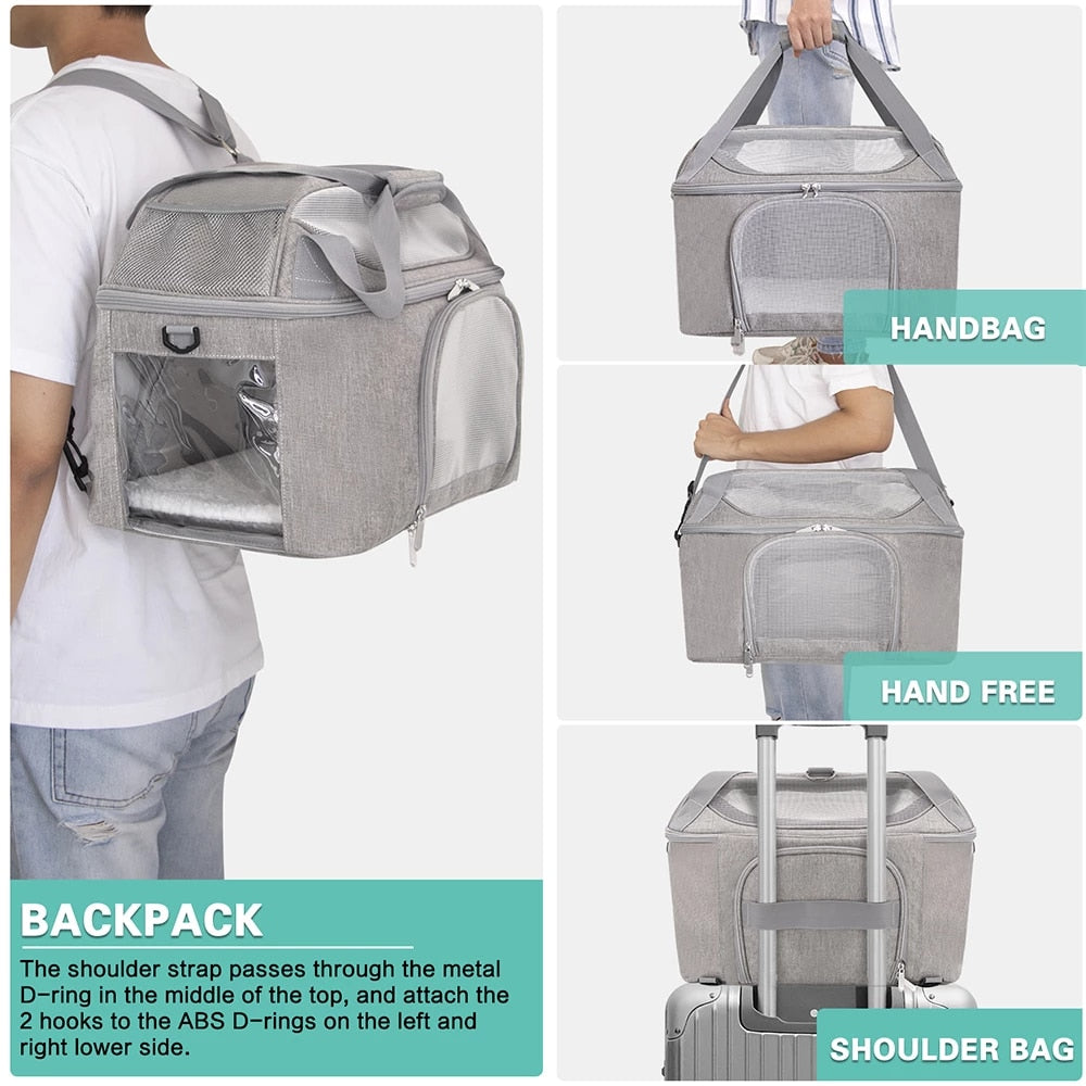 WagCarrier™ - Airline Approved Carrier for Small Dogs & Cats (Breathable)